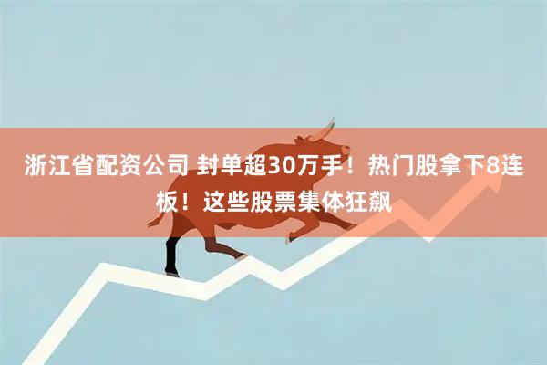 浙江省配资公司 封单超30万手！热门股拿下8连板！这些股票集体狂飙
